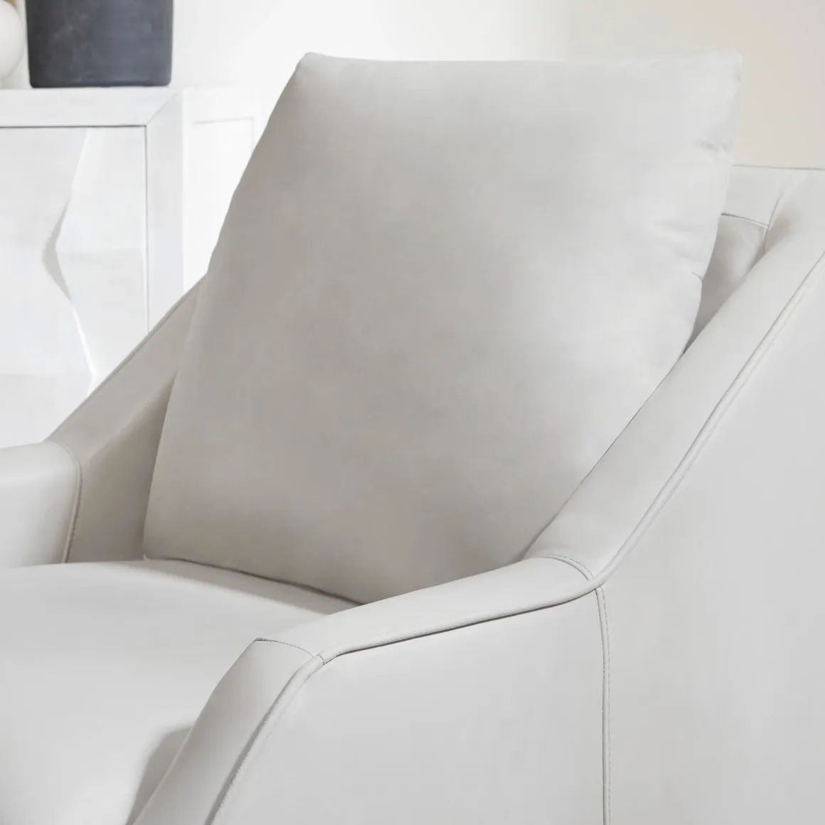 Asher Leather 360 Degree Swivel Chair In Ice