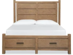 Aspen Valley Panel Bed W/ Storage In Sierra Brown, Queen