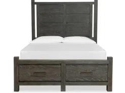 Aspen Valley Panel Bed W/ Storage, Dresser, Mirror & Nightstand In Sierra Brown, Queen