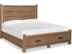 Aspen Valley Panel Bed W/ Storage, Dresser, Mirror & Nightstand In Sierra Brown, Queen