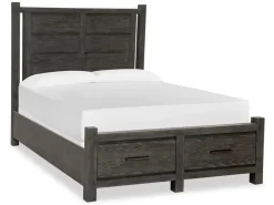 Aspen Valley Panel Bed W/ Storage, Dresser, Mirror & Nightstand In Sierra Brown, Queen