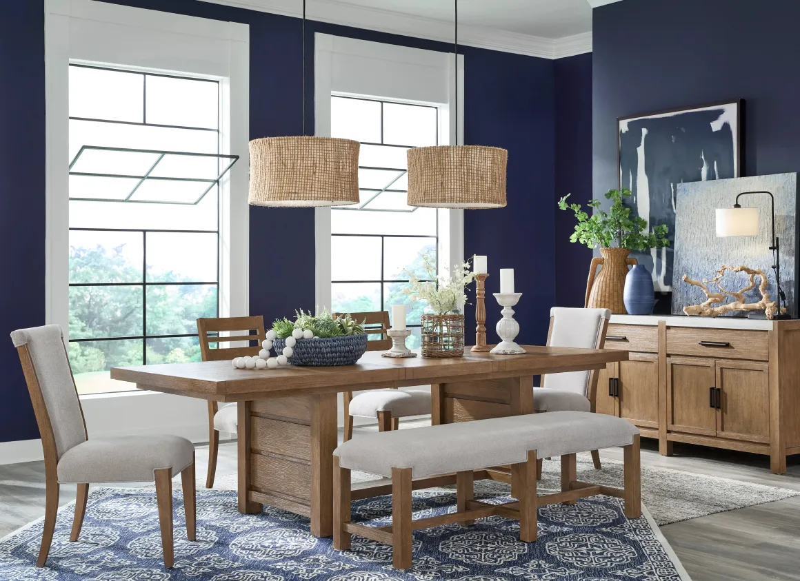 Aspen Valley Stone Top Dining Table In Sierra Brown