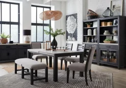 Aspen Valley Stone Top Dining Table In Sierra Brown