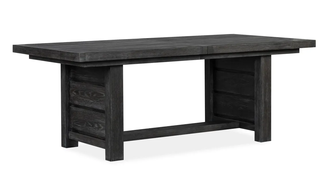 Aspen Valley Trestle Dining Table, 4 Chairs & 2 Upholstered Chairs In Ravenwood Black