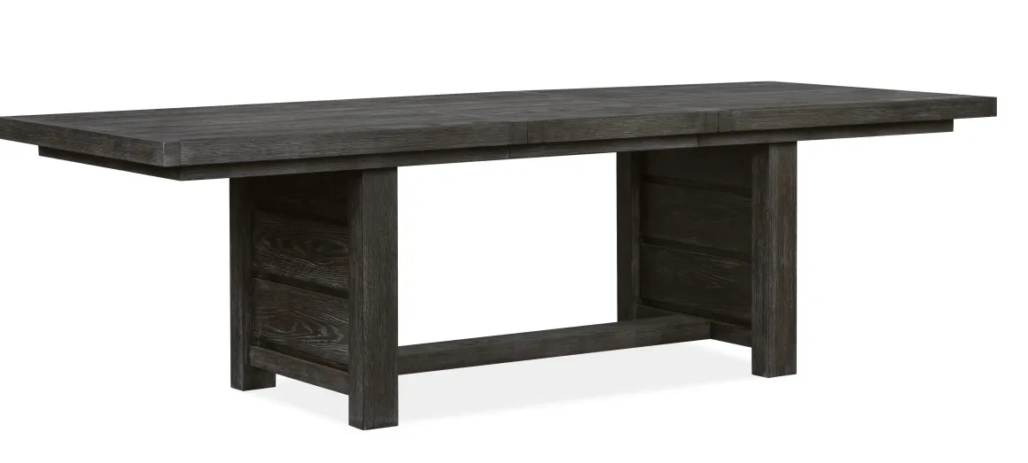 Aspen Valley Trestle Dining Table, 4 Chairs & 2 Upholstered Chairs In Ravenwood Black