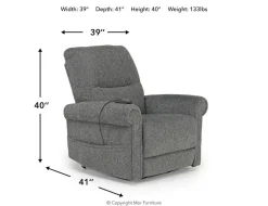 Aureta 2 Power Lift Chair In Charcoal