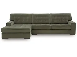Austen Sofa Chaise Sectional In Olive, Left Facing