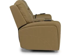 Banks 3 Power Console Loveseat In Chesapeake Charcoal Leather