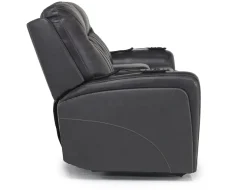 Banks 3 Power Console Loveseat In Chesapeake Charcoal Leather