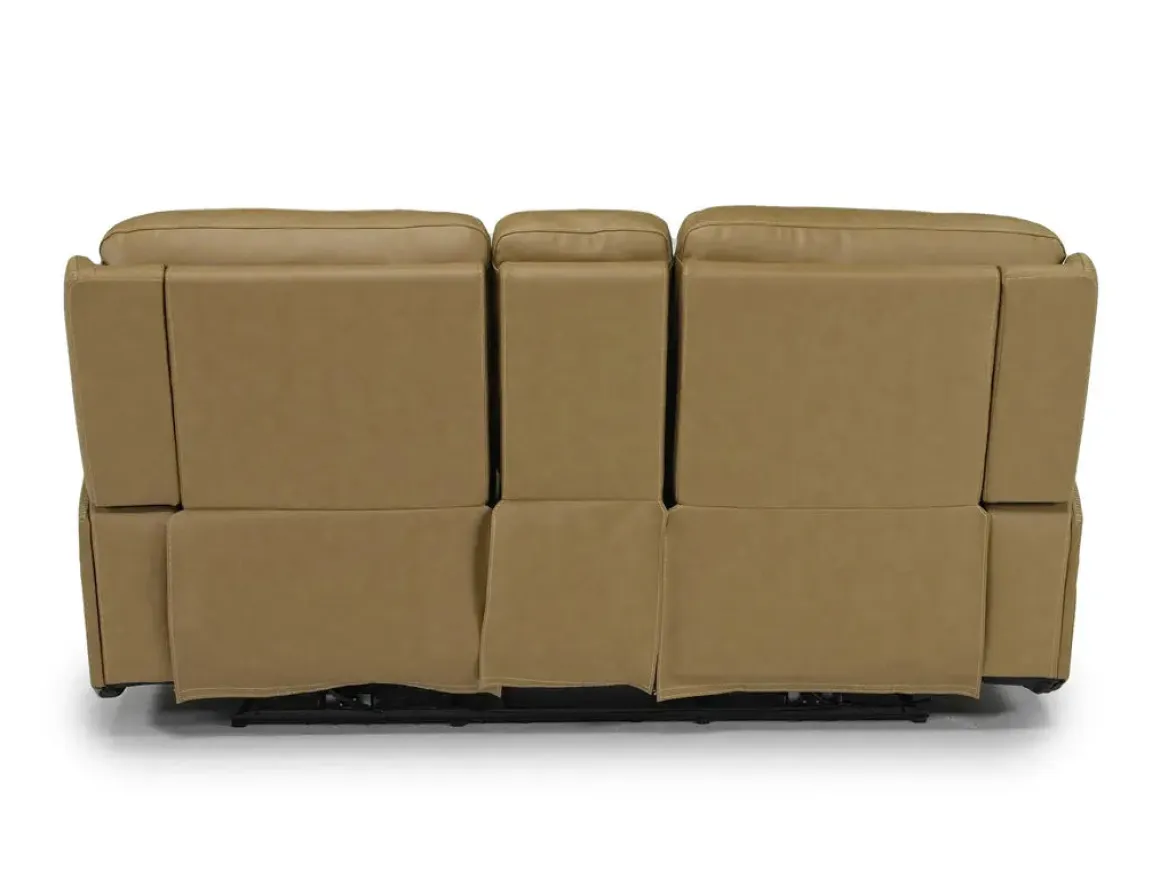 Banks 3 Power Console Loveseat In Chesapeake Charcoal Leather