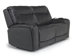 Banks 3 Power Loveseat In Chesapeake Charcoal Leather