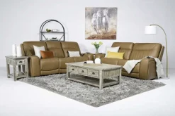 Banks 3 Power Loveseat In Chesapeake Charcoal Leather