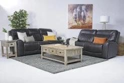 Banks 3 Power Loveseat In Chesapeake Charcoal Leather