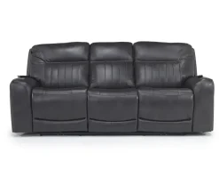 Banks 3 Power Sofa & Loveseat In Chesapeake Charcoal Leather