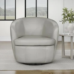 Barolo Leather Swivel Club Chair In Caramel