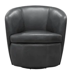 Barolo Leather Swivel Club Chair In Caramel