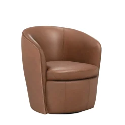 Barolo Leather Swivel Club Chair In Caramel