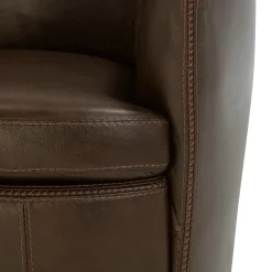 Barolo Leather Swivel Club Chair In Caramel