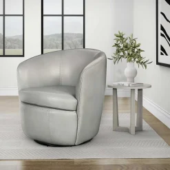 Barolo Leather Swivel Club Chair In Caramel