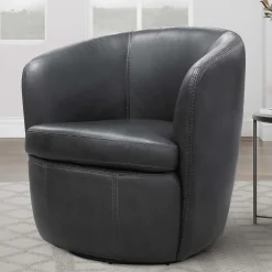 Barolo Leather Swivel Club Chair In Caramel