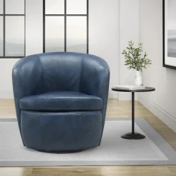 Barolo Leather Swivel Club Chair In Caramel