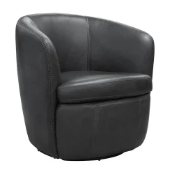 Barolo Leather Swivel Club Chair In Caramel