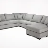 Barrett Tux Sofa Chaise Sectional In Fisk Smoke, Right Facing