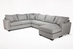 Barrett Tux Sofa Chaise Sectional In Fisk Smoke, Right Facing