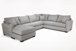Barrett Tux Sofa Chaise Sectional In Fisk Smoke, Right Facing