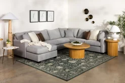 Barrett Tux Sofa Chaise Sectional In Fisk Smoke, Right Facing