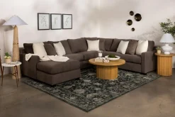 Barrett Tux Sofa Chaise Sectional In Fisk Smoke, Right Facing