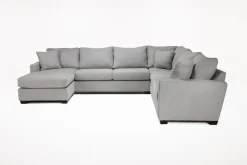 Barrett Tux Sofa Chaise Sectional In Fisk Smoke, Right Facing