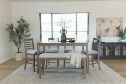 Barry Counter Height Dining Table, 4 Stools & Bench In Light Brown