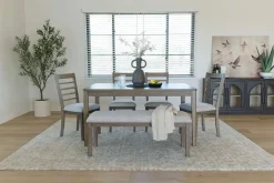 Barry Dining Table, 4 Chairs & Bench In Light Brown