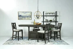 Bay Creek Counter Height Extendable Dining Table & 4 Stools In Graphite