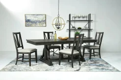 Bay Creek Extendable Dining Table & 4 Upholstered V-Back Chairs In Toasted Nutmeg