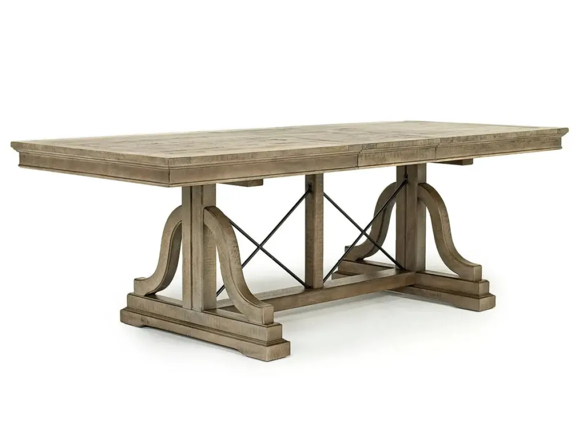 Bay Creek Extendable Dining Table & 4 Upholstered V-Back Chairs In Toasted Nutmeg