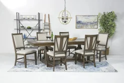 Bay Creek Extendable Dining Table & 6 V-Back Chairs In Toasted Nutmeg