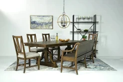 Bay Creek Extendable Dining Table, 4 V-Back Chairs & High Back Bench In Graphite