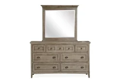 Bay Creek Panel Bed W/ Storage, Dresser, Mirror & Nightstand In Nutmeg, Queen