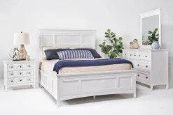 Bay Creek Panel Bed W/ Storage, Dresser, Mirror & Nightstand In Nutmeg, Queen