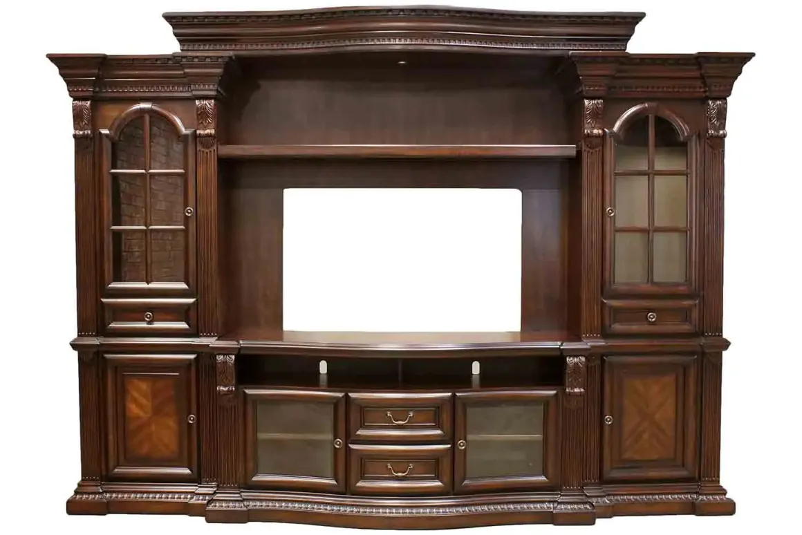 Bella 4 Piece Entertainment Center In Brown