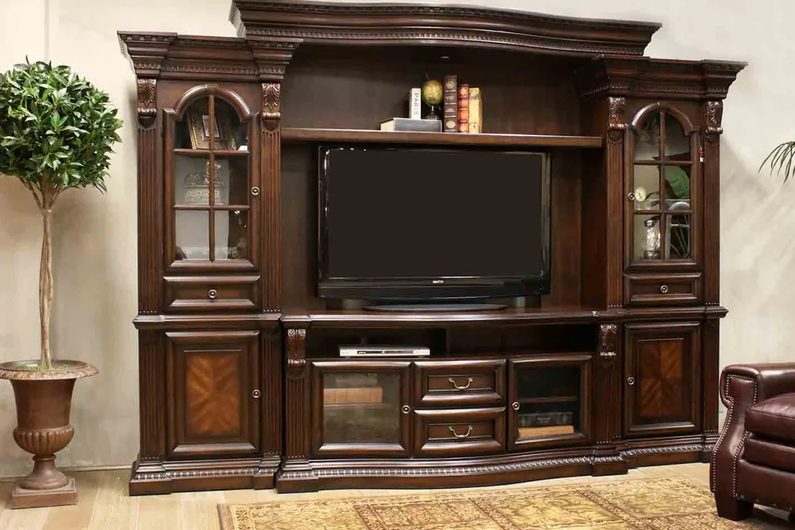 Bella 4 Piece Entertainment Center In Brown