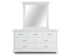 Bella Panel Bed, Dresser, Mirror & Nightstand In White, Twin