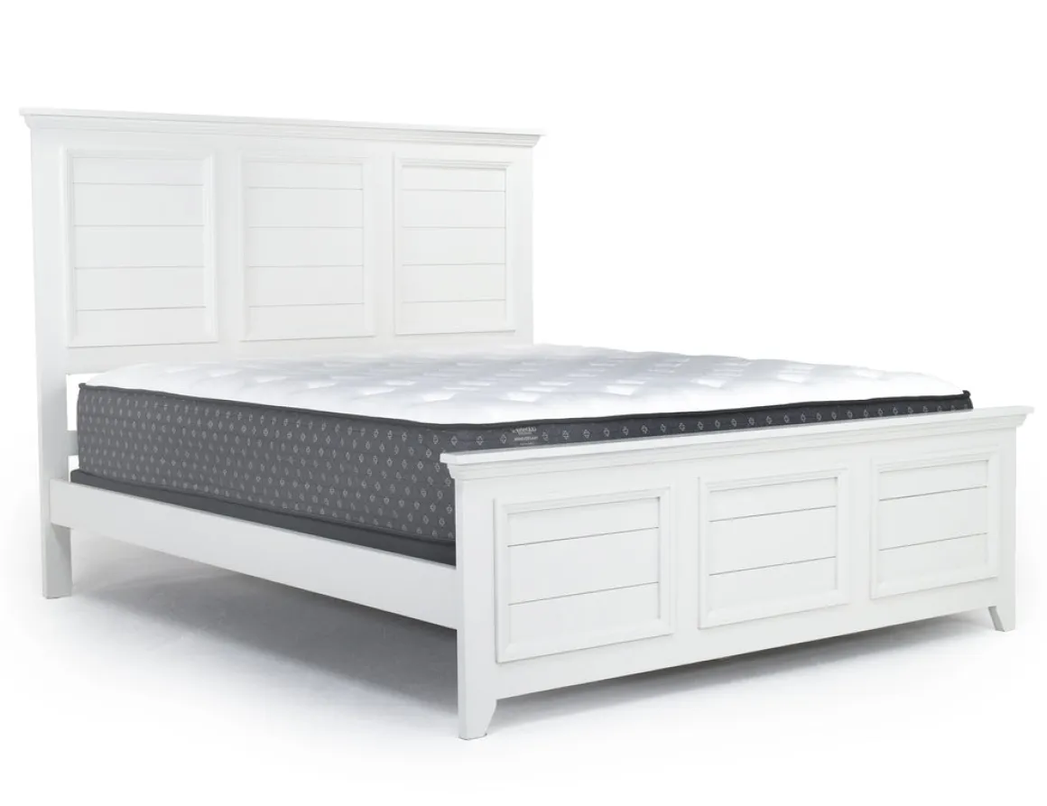 Bella Panel Bed, Dresser, Mirror & Nightstand In White, Twin