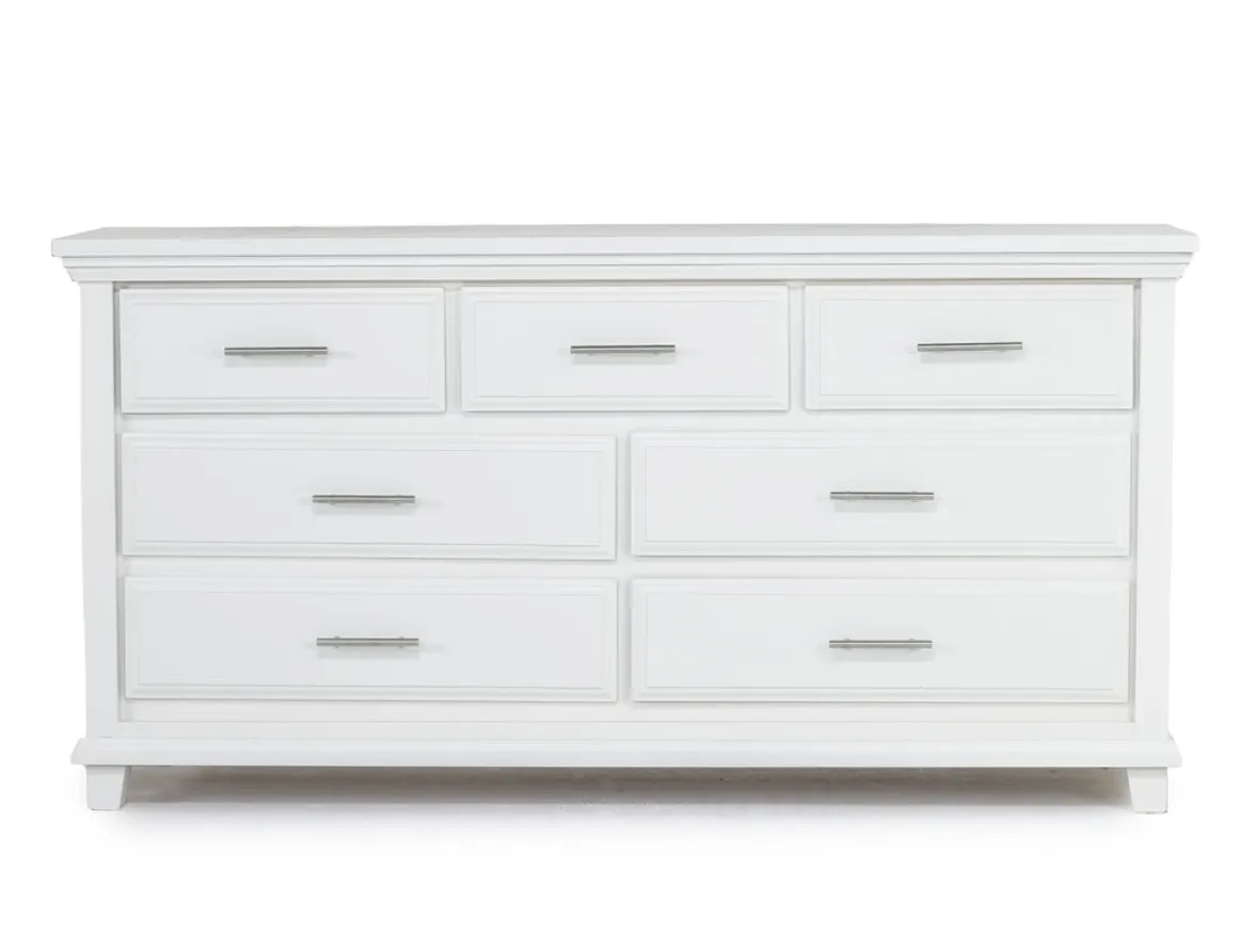 Bella Panel Bed, Dresser, Mirror & Nightstand In White, Twin