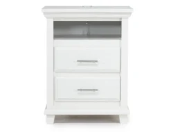 Bella Panel Bed, Dresser, Mirror & Nightstand In White, Twin