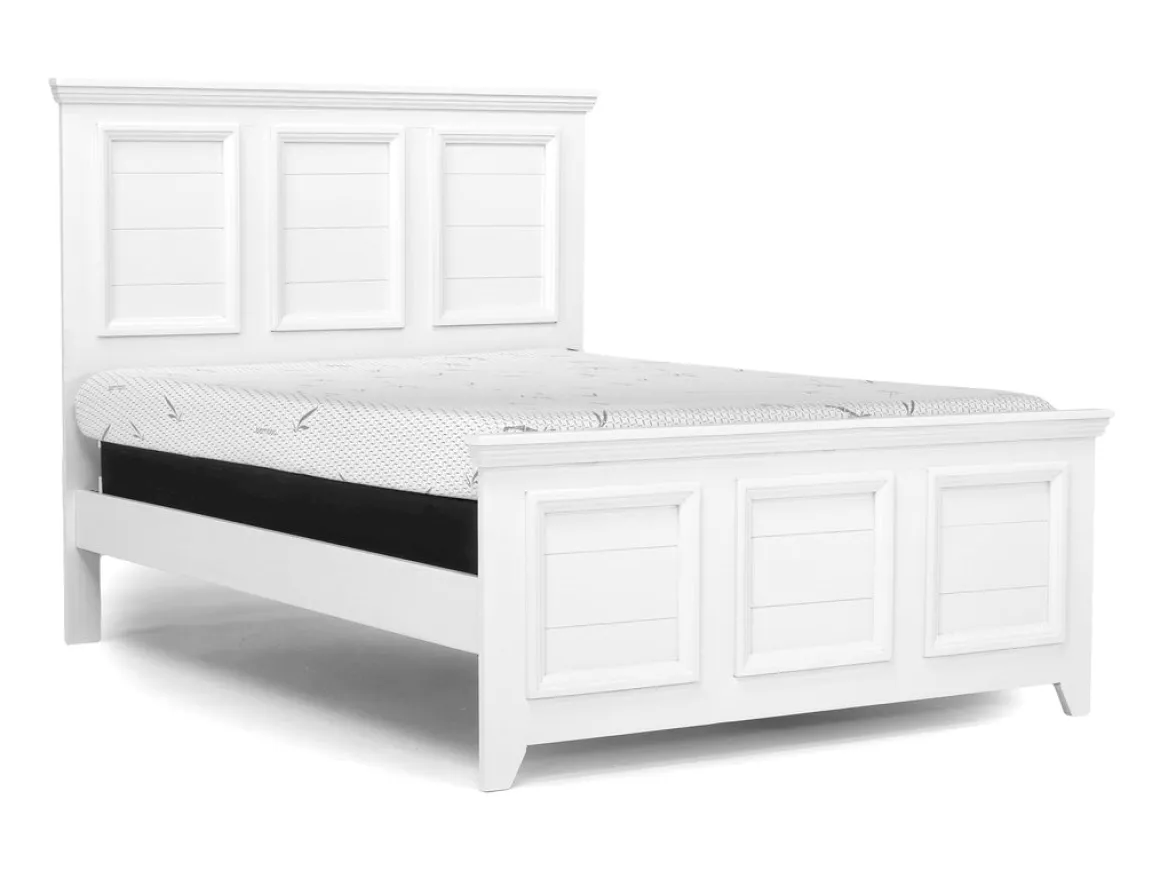 Bella Panel Bed, Dresser, Mirror & Nightstand In White, Twin