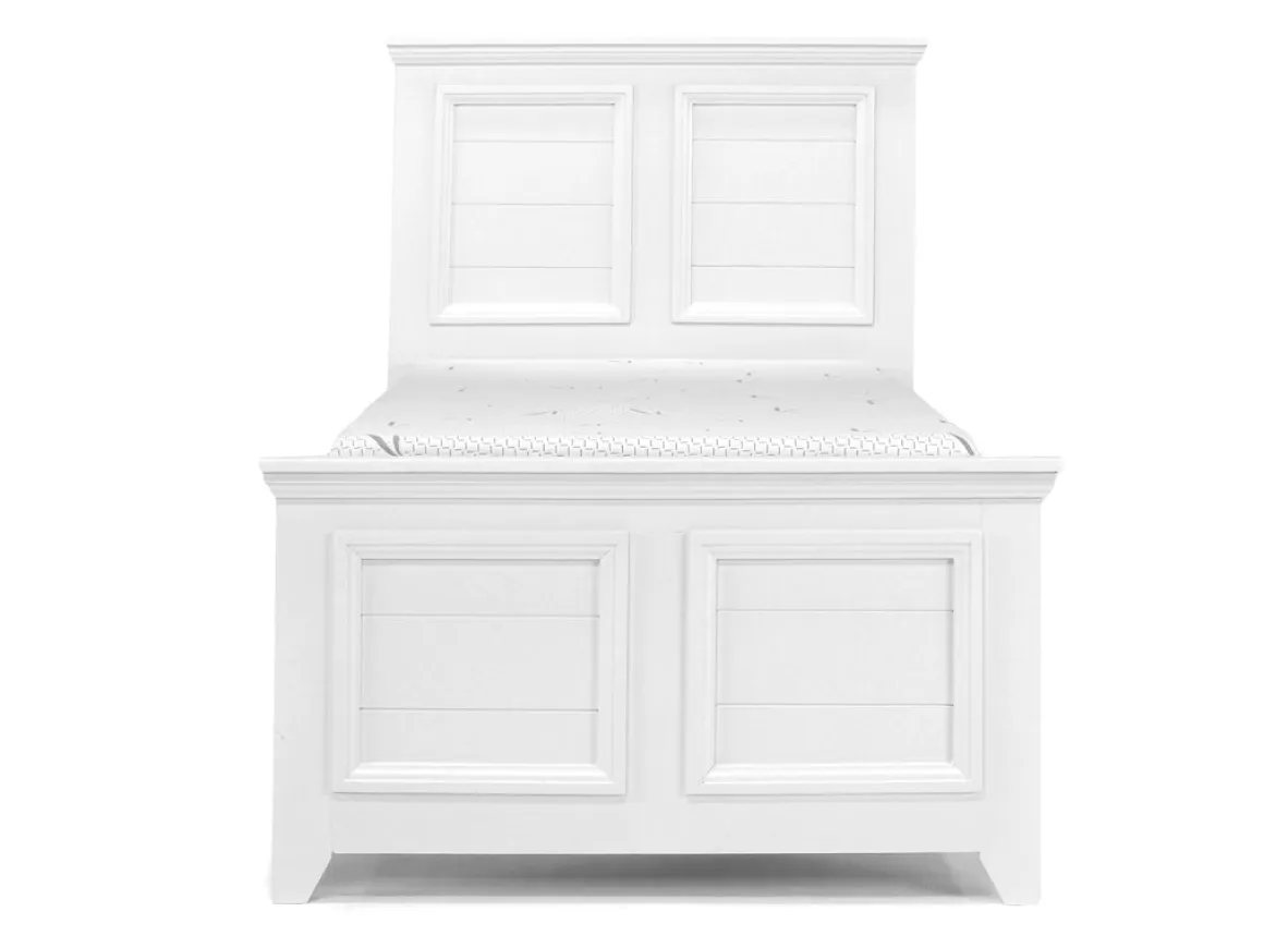 Bella Panel Bed, Dresser, Mirror & Nightstand In White, Twin