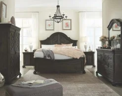 Bellamy Arch Panel Bed In Charcoal, Eastern King